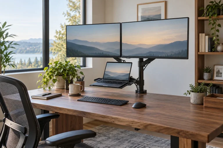 Illustration of monitor mount; generic editorial image, not a named product photograph